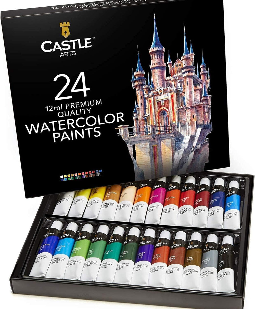 Castle Art Supplies 24 Piece Gouache Tube Set | 24 x 12ml Brilliant,  Opaque, Water-Based Colors | Versatile, Easy to Use for Adult Artists,  Beginners