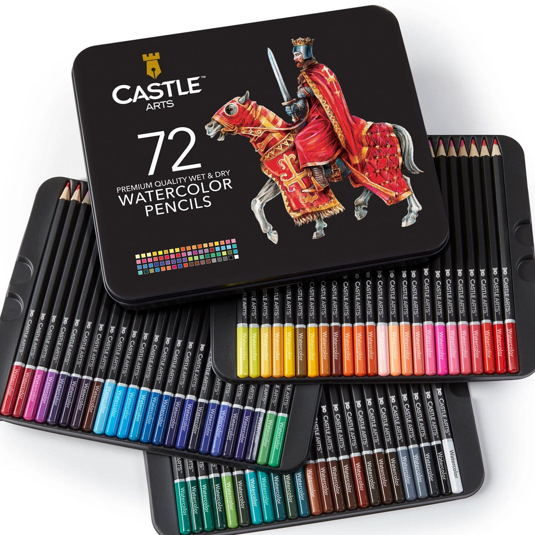 Castle Art Supplies 72 Colored Pencils Zipper-Case Set | Quality Soft Core Colored Leads for Adult Artists, Professionals and Colorists | in Neat, Str