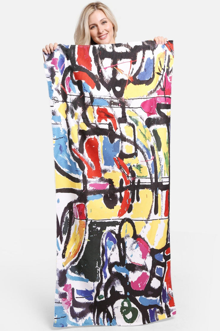 Abstract 2 In 1 Beach Towel & Tote Bag