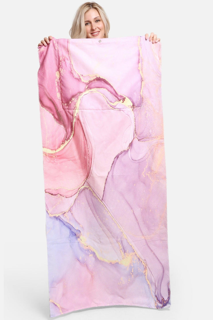 Pink Marble 2 In 1 Beach Towel & Tote Bag