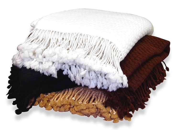 veritasfinancialgrp Home Collection Luxurious Look and Feel Basketweave Authentic Cashmere Throw with Tassels 50 x 60 in