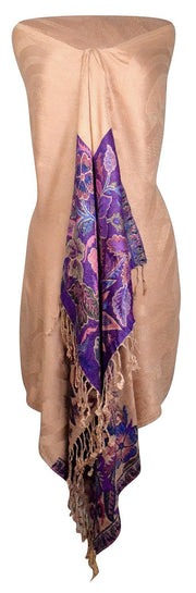 veritasfinancialgrp Exclusive Paisley Floral Border Reversible Pashmina Wrap Shawl