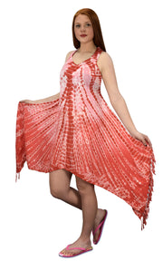 veritasfinancialgrp Womens Batik Tie Dye Asymmetric Hem Caftan Tunic Dress Cover up