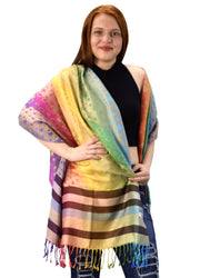 veritasfinancialgrp Rainbow Silky Tropical Colorful Exotic Pashmina Wrap Shawl Scarf