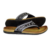 Peach Couture Womens Rhinestone Embellished Thong Flat Slides Summer Sandals