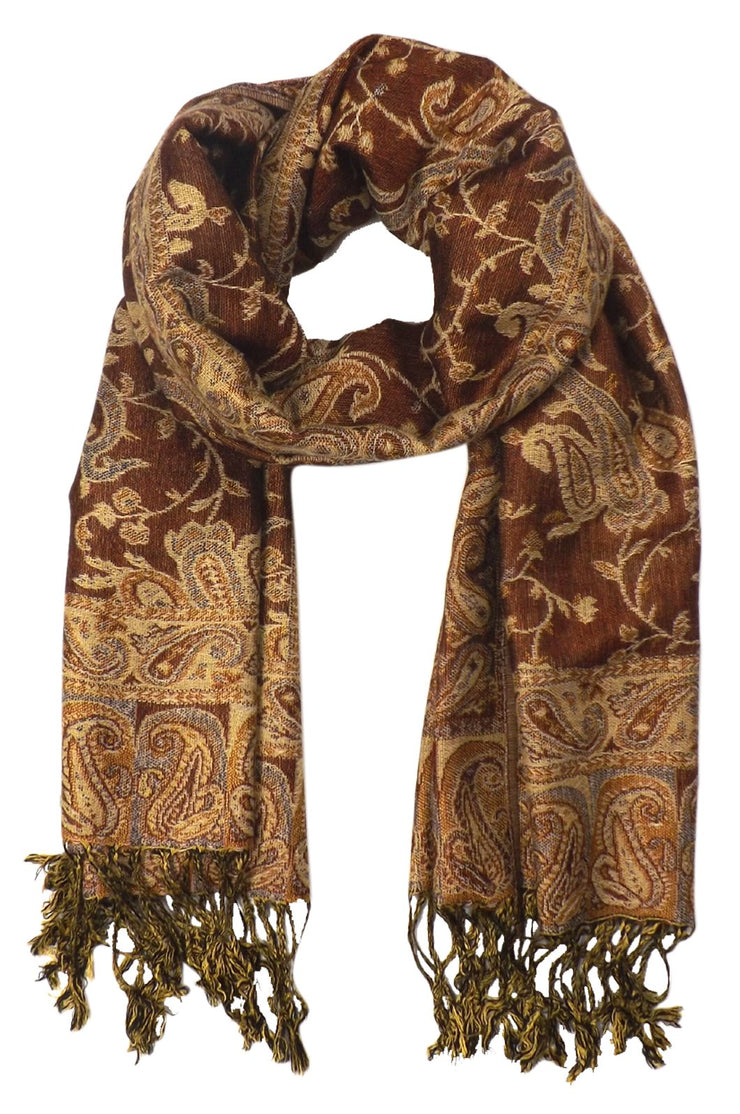 Women's Reversible Paisley Pashmina Shawl Wrap Scarf | Peach Couture