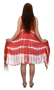veritasfinancialgrp Womens Batik Tie Dye Asymmetric Hem Caftan Tunic Dress Cover up