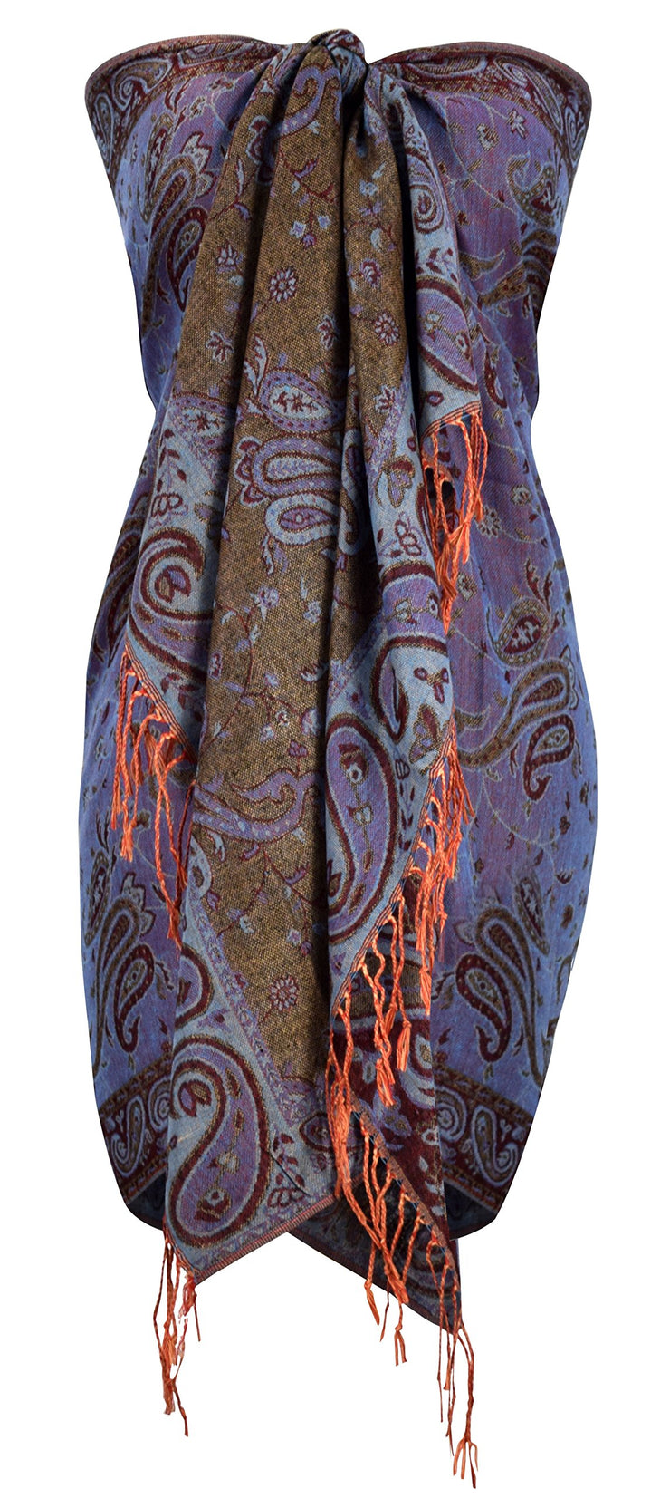 Double Layer Reversible Paisley Pashmina Shawl Wrap Scarf – Peach Couture