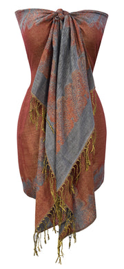 Ravishing Reversible Jacquard Paisley Pashmina Shawl Wrap for Women