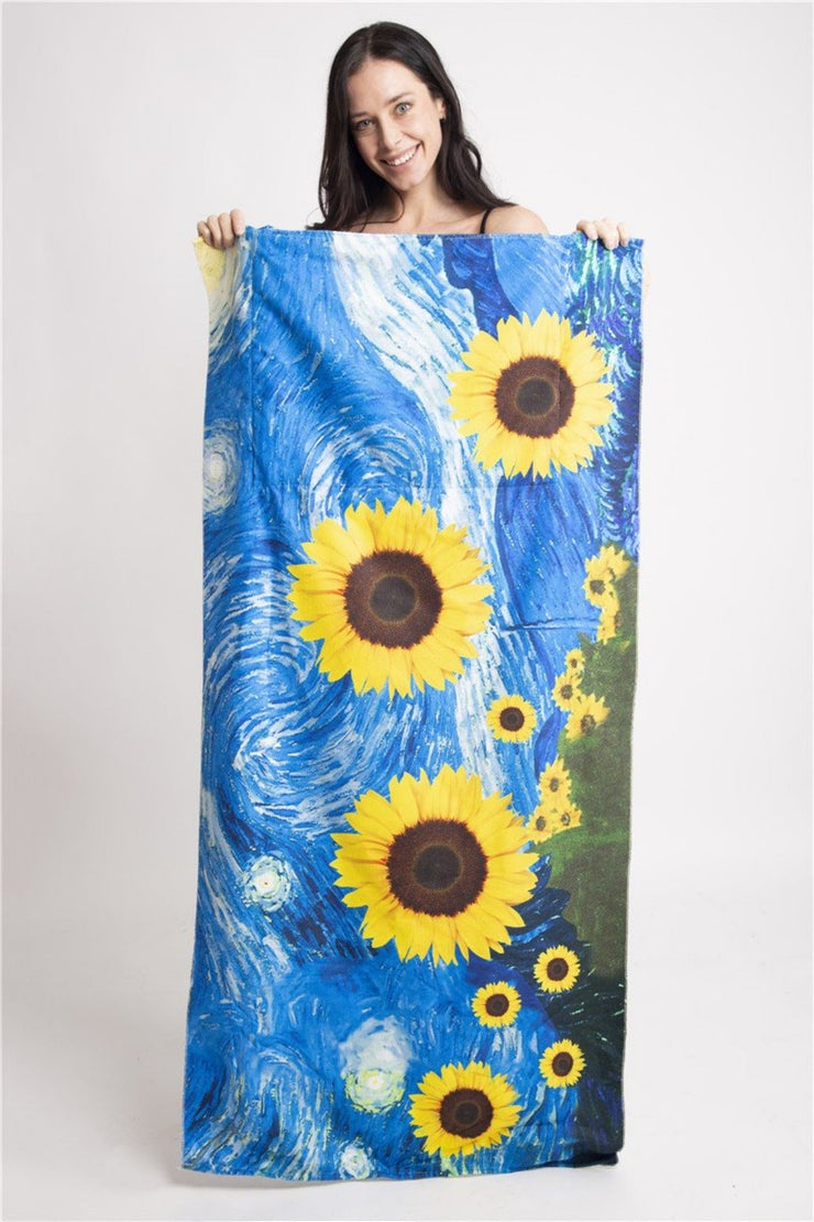 Starry Night' & 'Sunflowers' Inspired 2 In 1 Beach Towel & Tote Bag