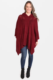 Hunter Solid Color Hollow Knitted Poncho W/ Hood