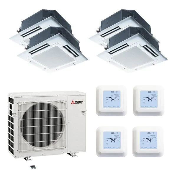 Mitsubishi 36000 Btu 4 Zone Ceiling Cassette Ductless Mini Split Heat Voomi Supply 4850