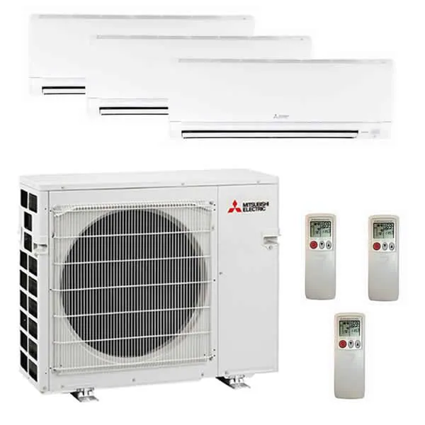 Mitsubishi 36000 Btu 3 Zone Wall Mounted Ductless Mini Split Heat Pum Voomi Supply 9200