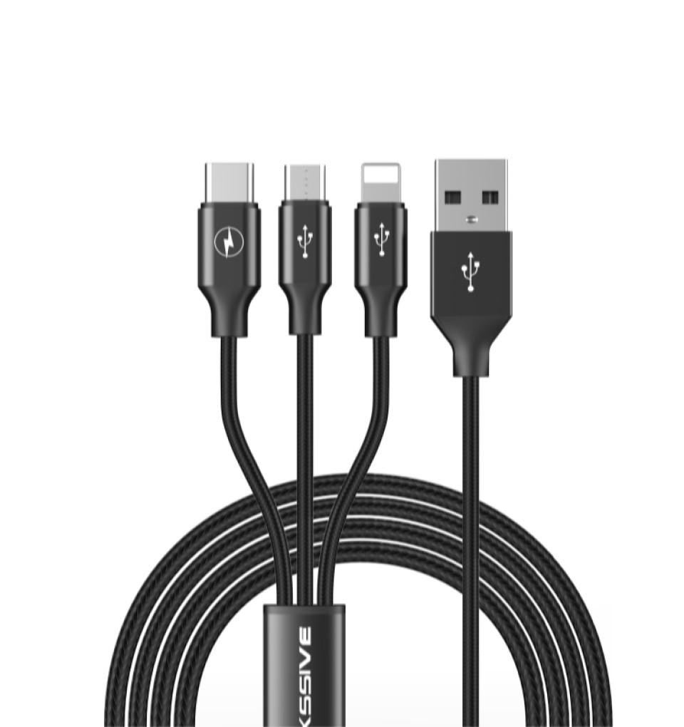 Ontwapening pellet definitief Multi USB Oplaadkabel 3-in-1 voor iPhone Lightning Micro en USB-C -  KwaliteitLader.nl
