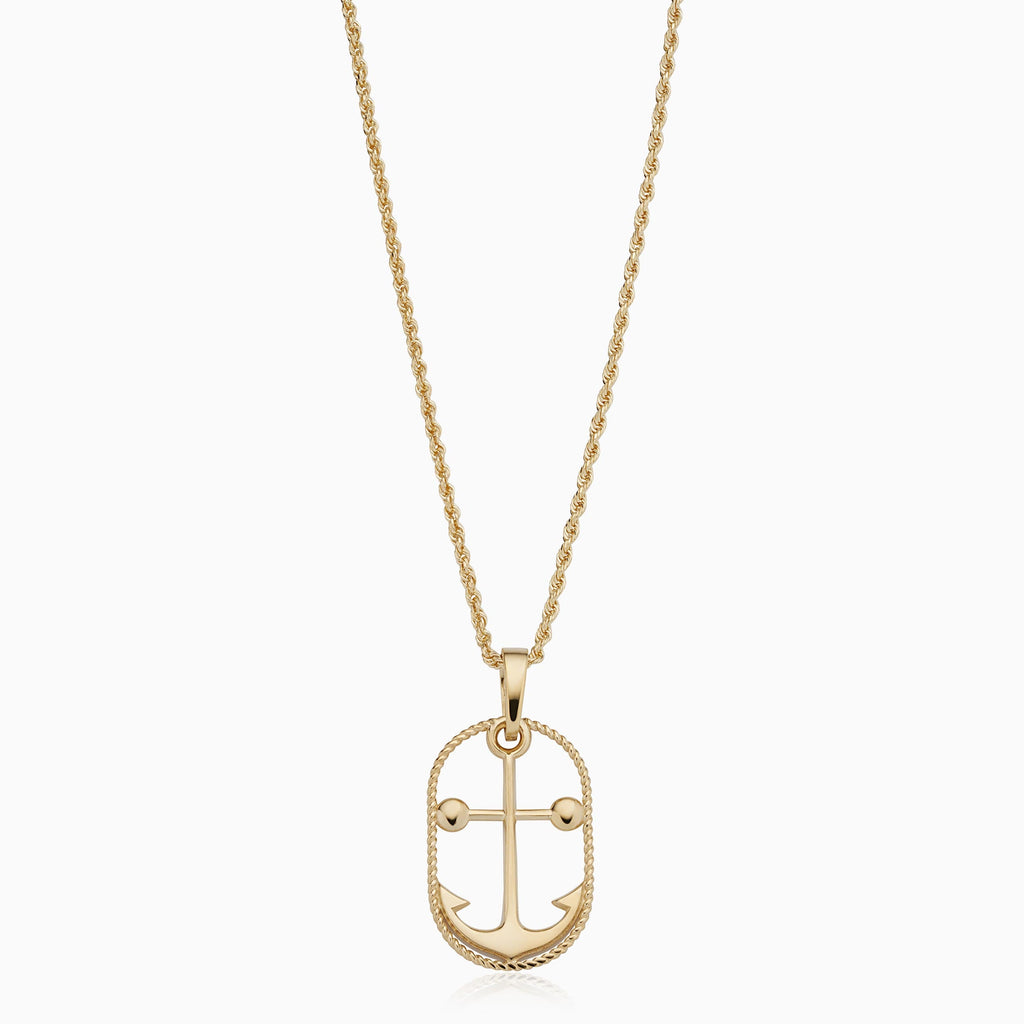 Men's pendant necklace and chain included fine gold hammered steel cross