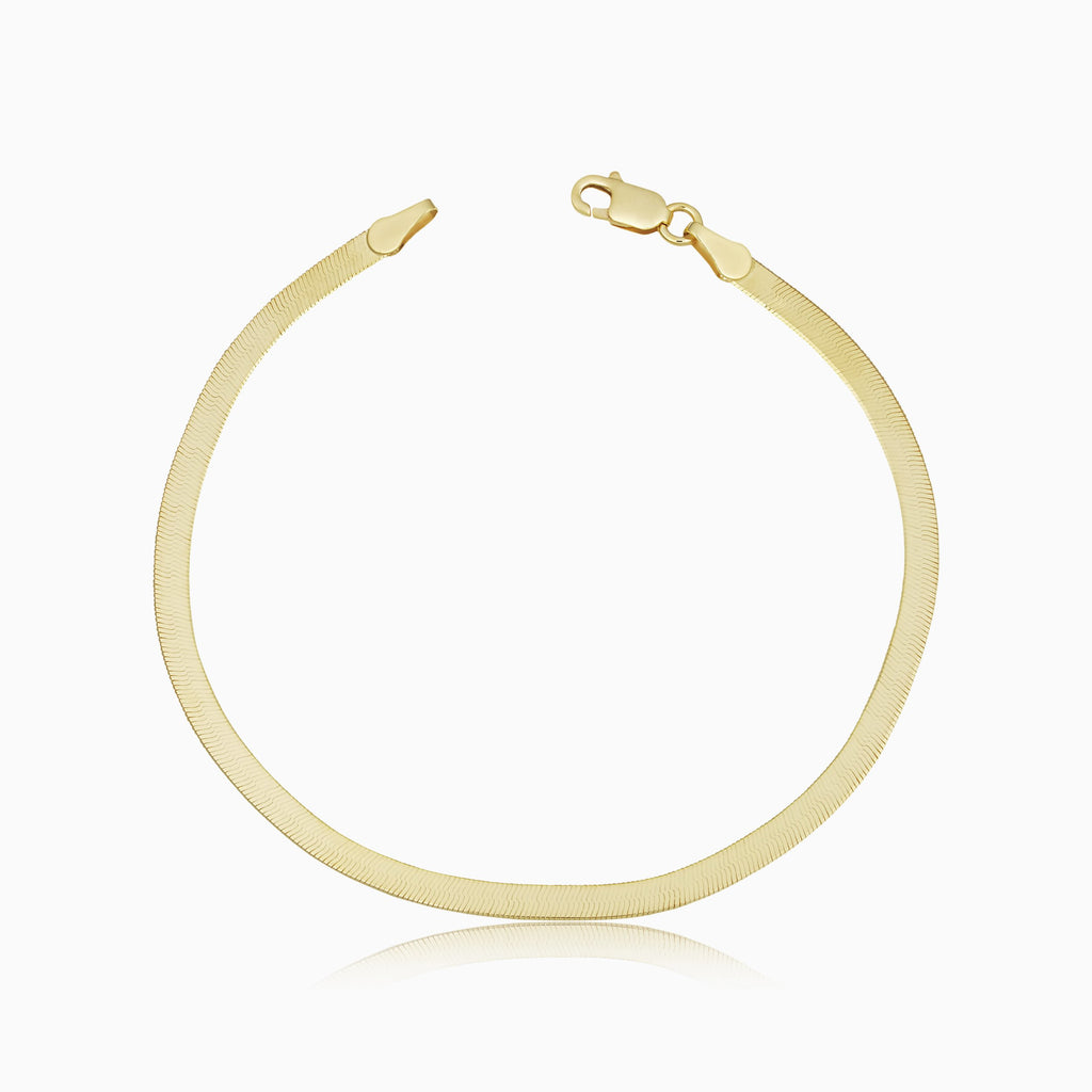 Herringbone Chain Bracelet in 18k Yellow Gold Vermeil
