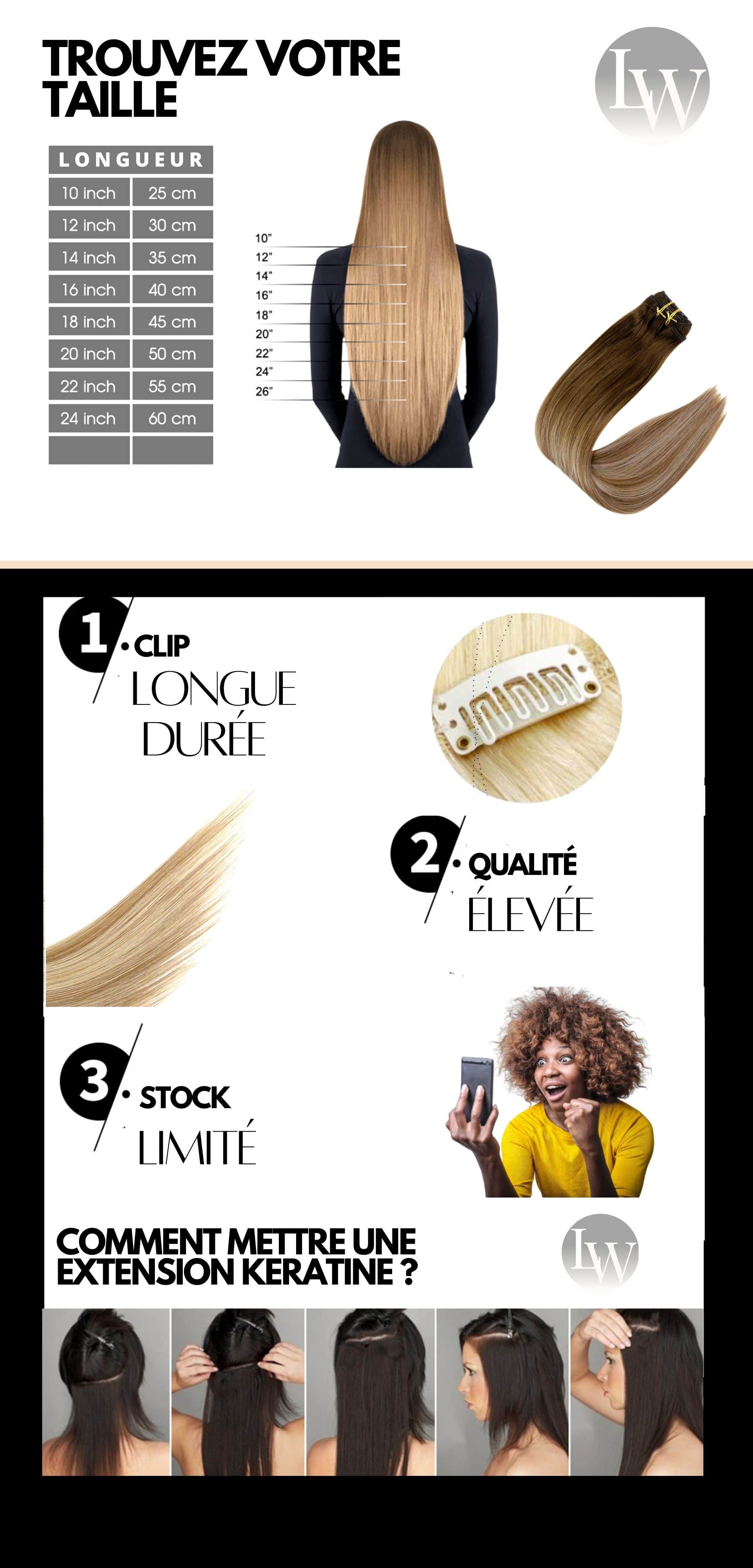 Extension A Clip Cheveux Synthétique Bouclé 22 Pouces - 12