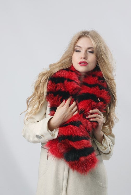 Fox Fur Collar (Red/Black) – Forestfox Fur Atelier