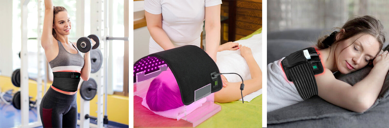 blue red infrared light therapy for face beauty and body pain relief