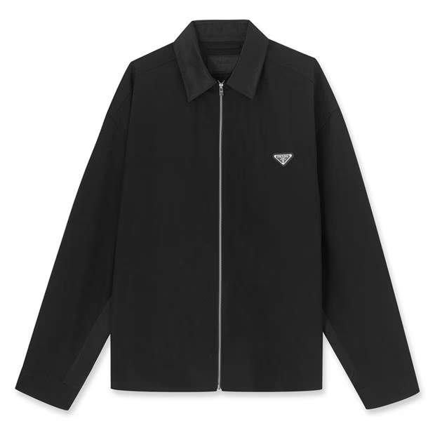 Prada Zip-Front Cotton Shirt Black Size XL product