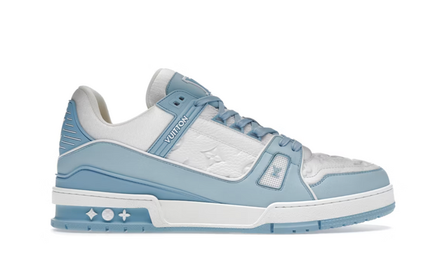 Louis Vuitton - White/Sky Blue 'UNC' Leather Trainer Sneakers – eluXive