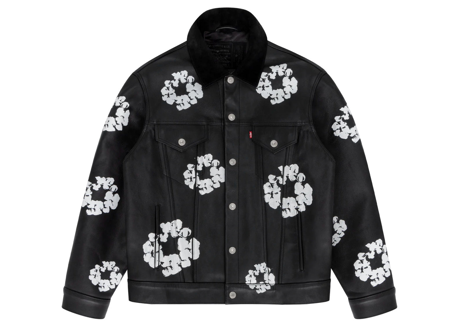 Denim Tears X Levi's Leather Cotton Wreath Type-3 Jacket Black Denim Size us xl product