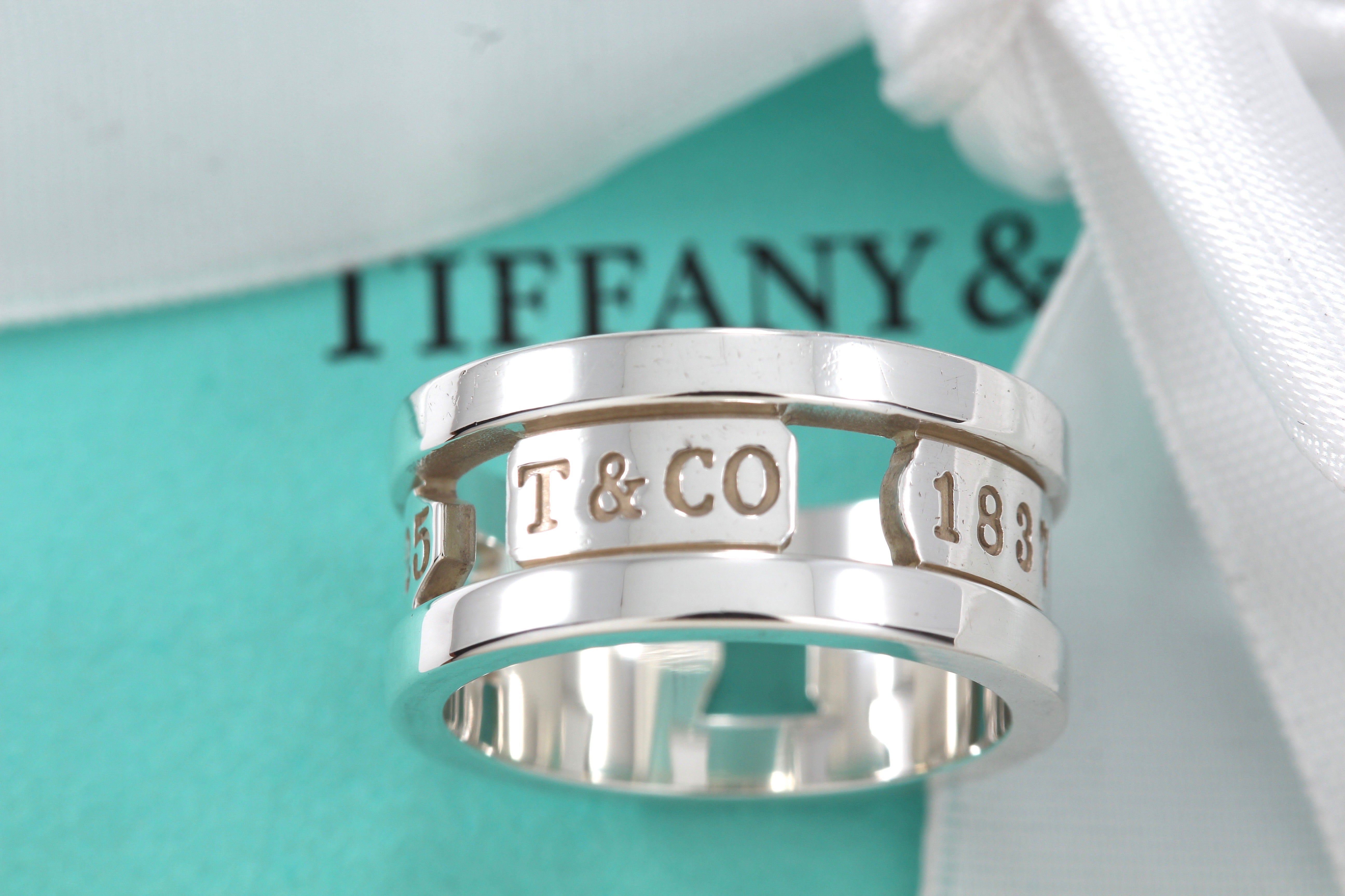 Tiffany & Co. Silver 1837 Element Wide Band Ring Size 6