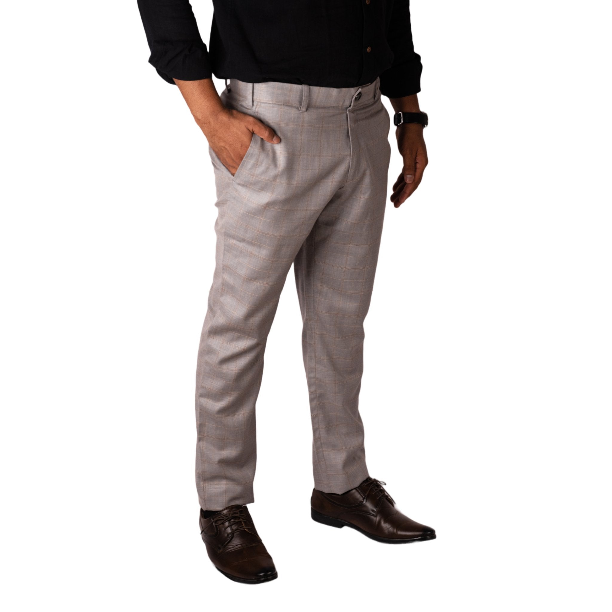 Grey color cotton pants for men - Men - 1761778902