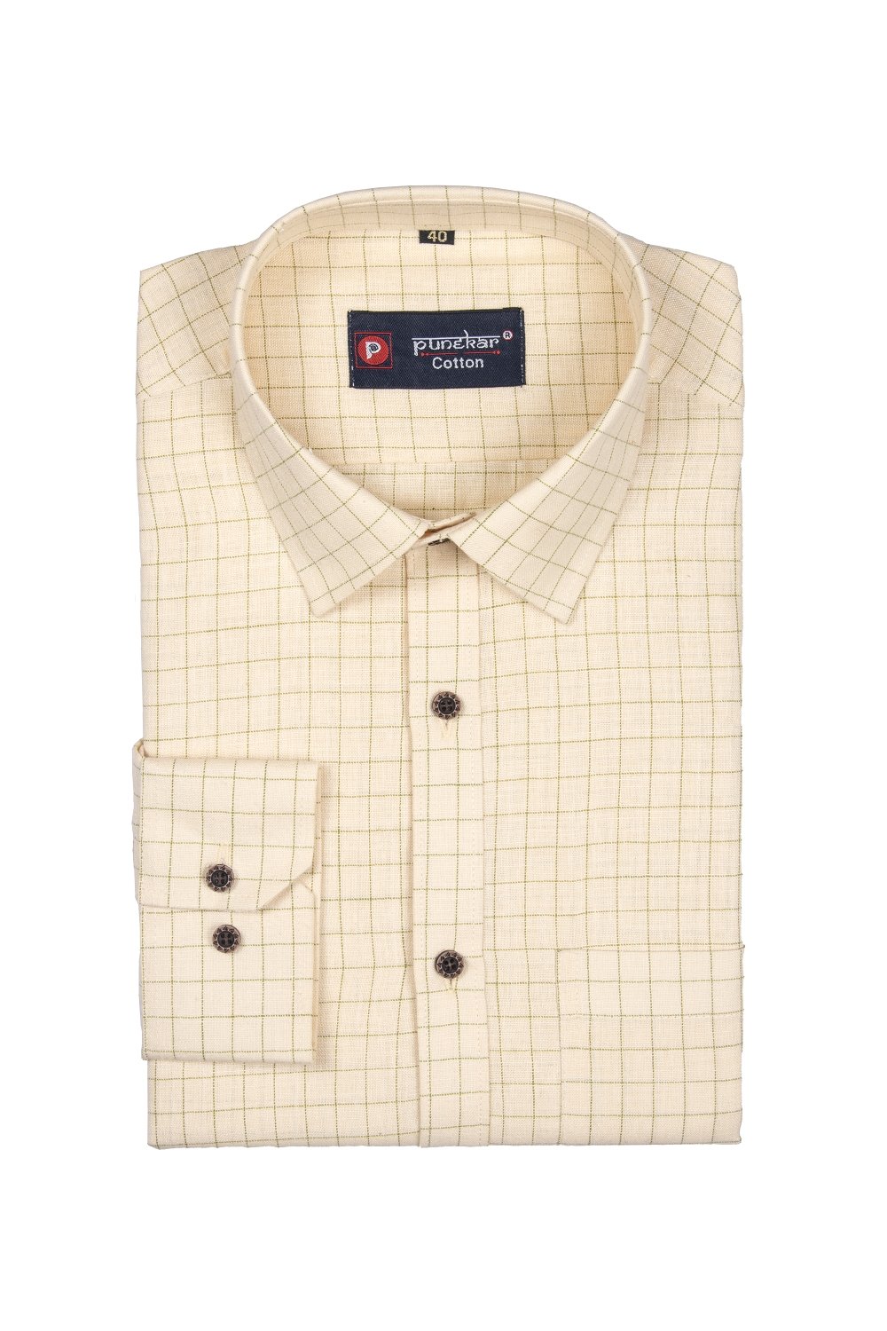 Punekar Cotton Multi Color Check Criss Cross Woven Cotton Shirt for Me