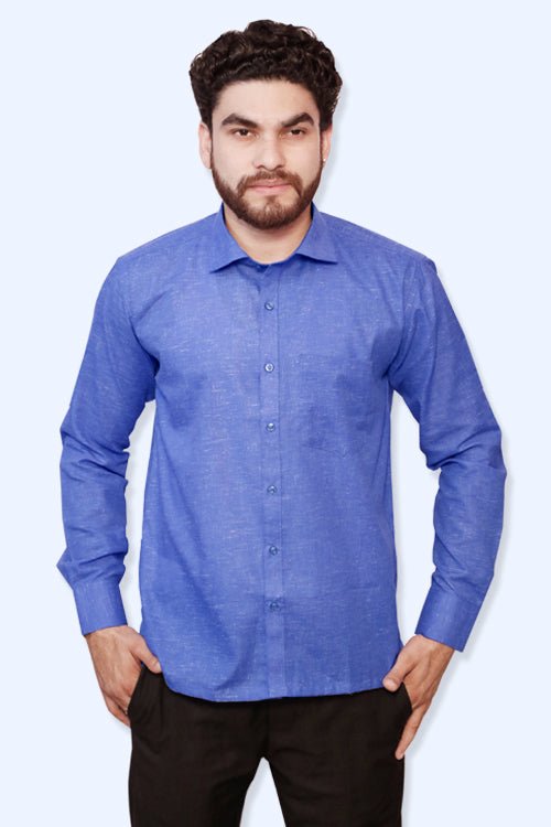 Punekar Cotton Men's Formal Handmade Blue Color Shirt for Men's.