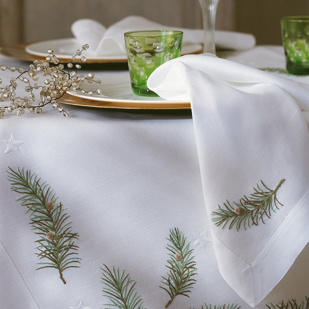 Evergreen Branch Tablecloths and Napkins