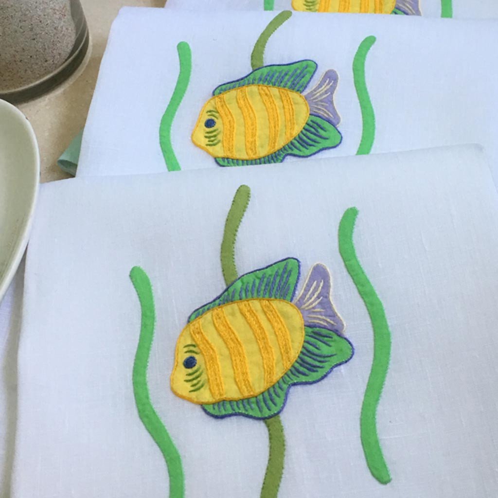 Leron Linens Tropical Fish Guest Towels Yellow