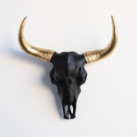 bison skull in black and gold
