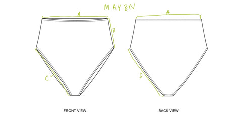 high waisted bikini size chart