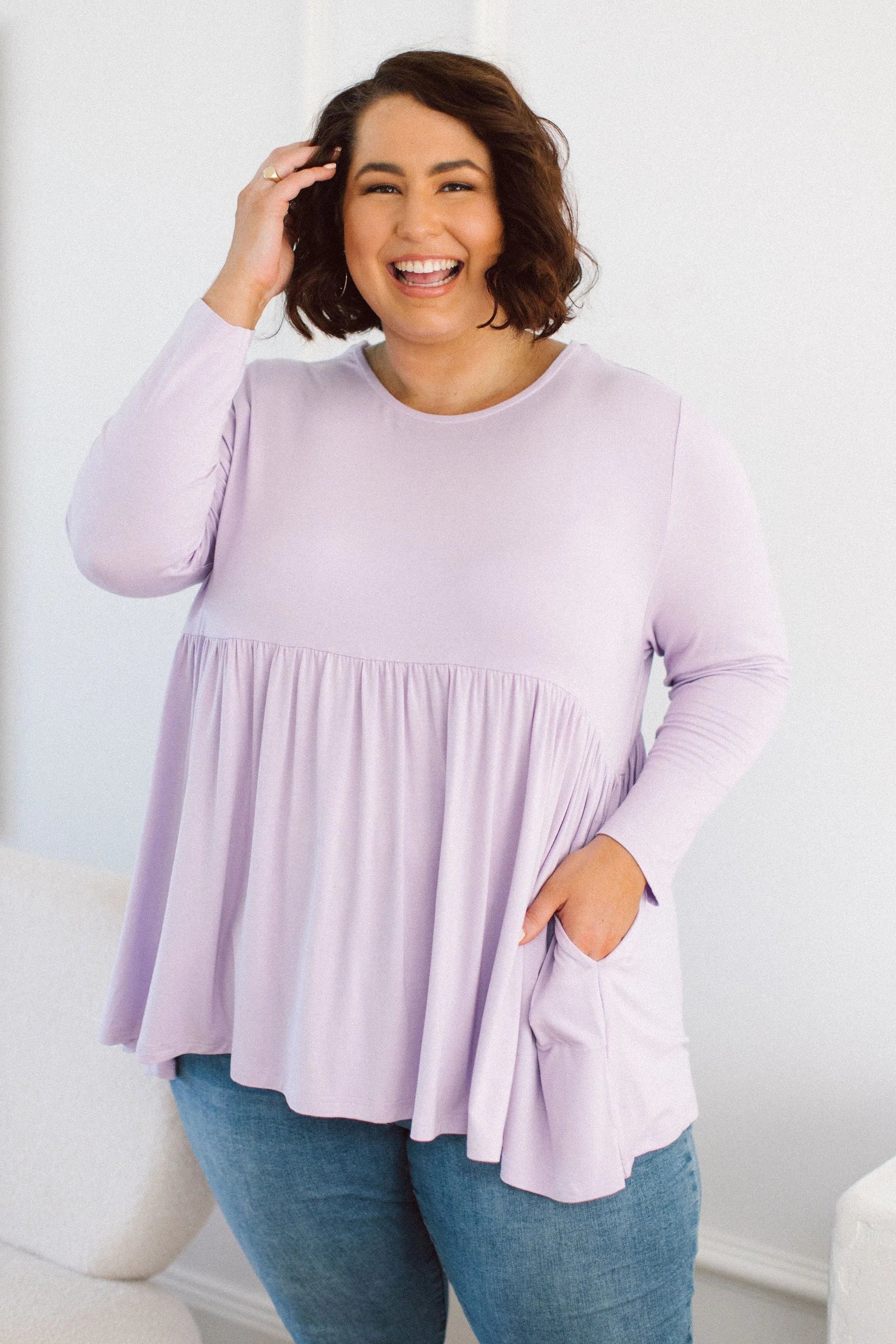 Plus Size V-Neck Top - Embrace Chic Style with Isla Top in White Ditsy –  Peach The Label