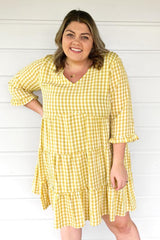 Plus Size Teal Mustard Dress