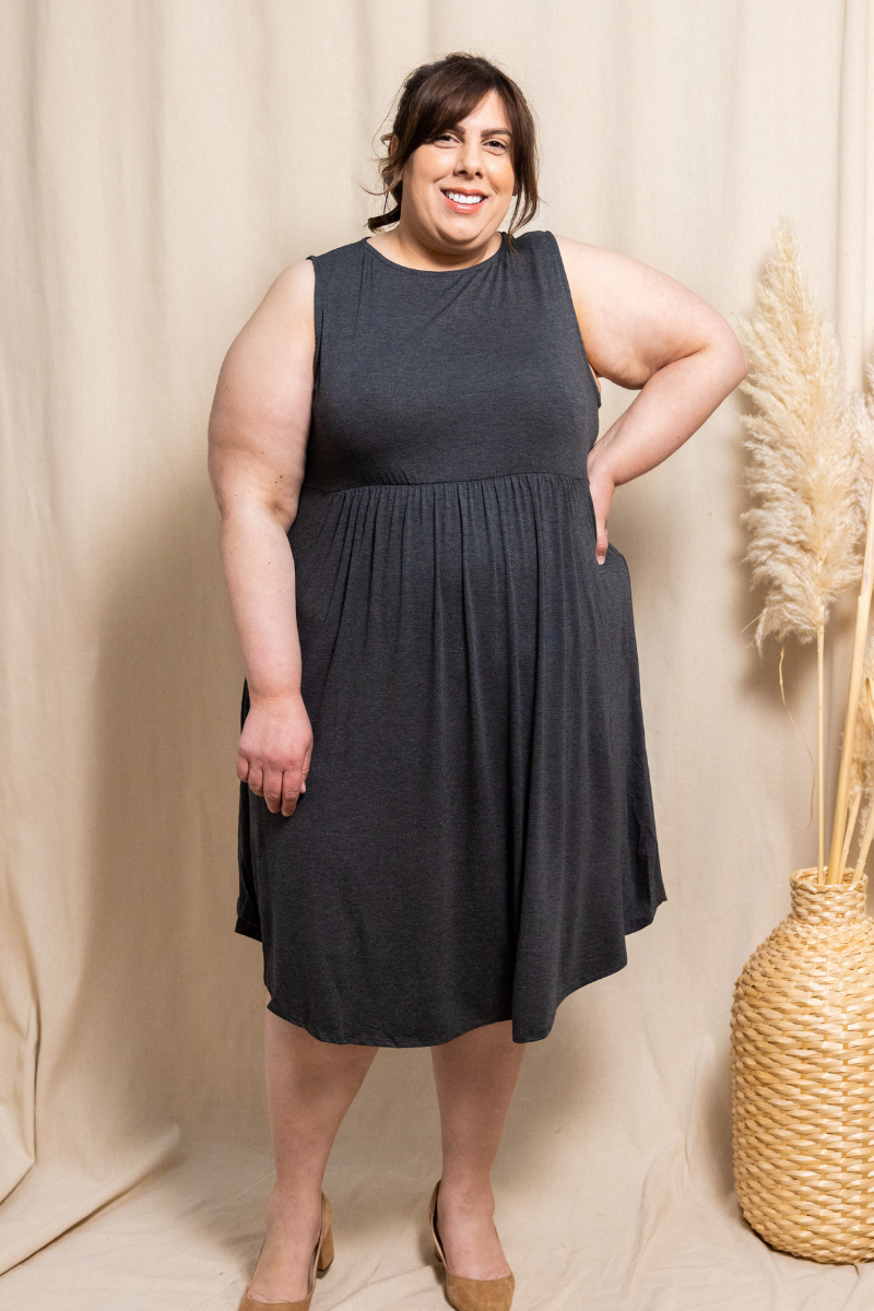 Plus Size Dresses On Sale Summer Dress in Charcoal Grey | Peach The Label