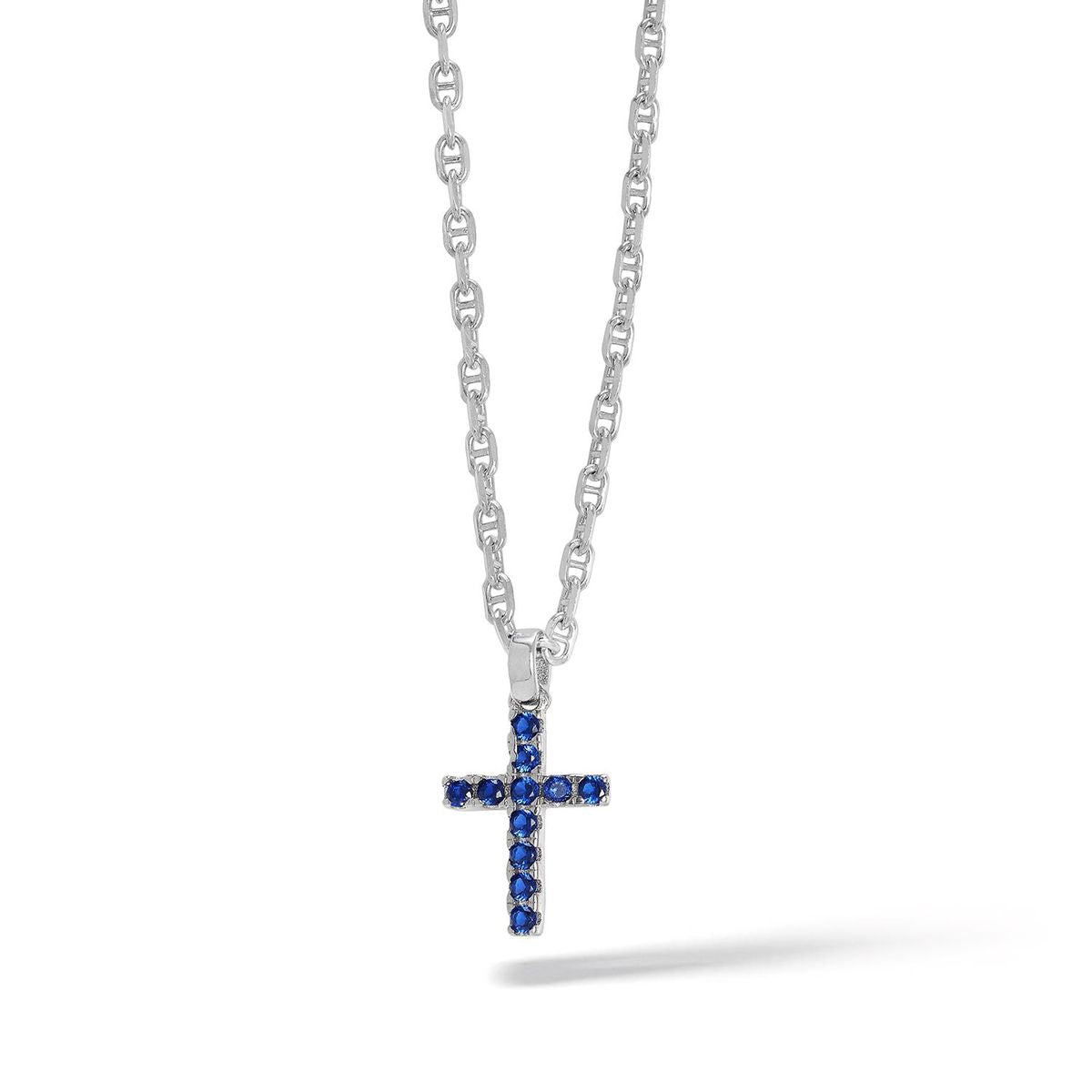 Collana da uomo Comete croce in argento lucido e zirconi blù UGL 730 –  Gioielli Paladini