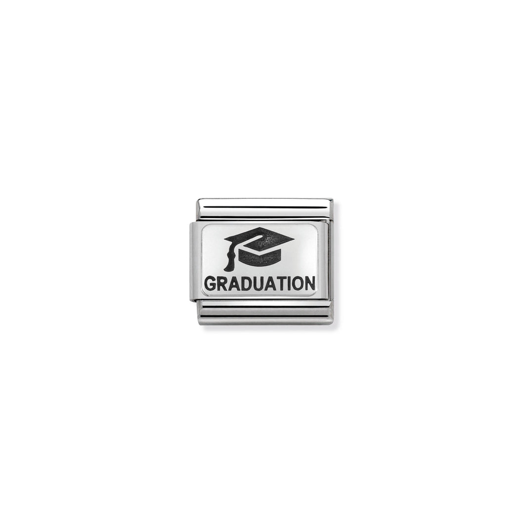 COMPOSABLE CLASSIC LINK 330109/02 GRADUATION WITH HAT IN 925 SILVER