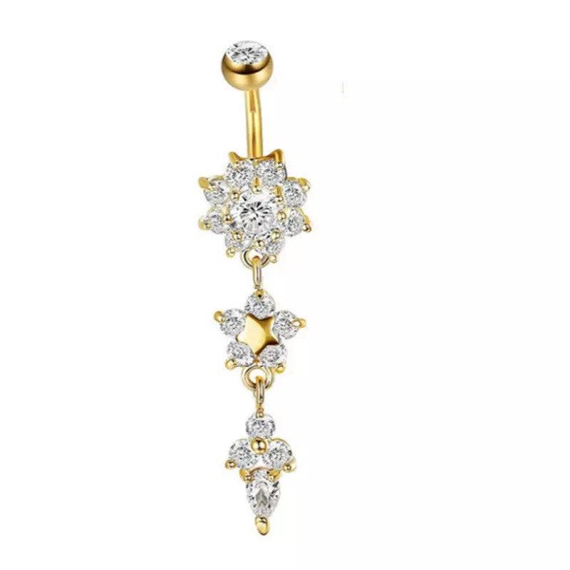 Dangle Belly Button Ring With Stunning Clear Cz Crystals Kreative Kreations 