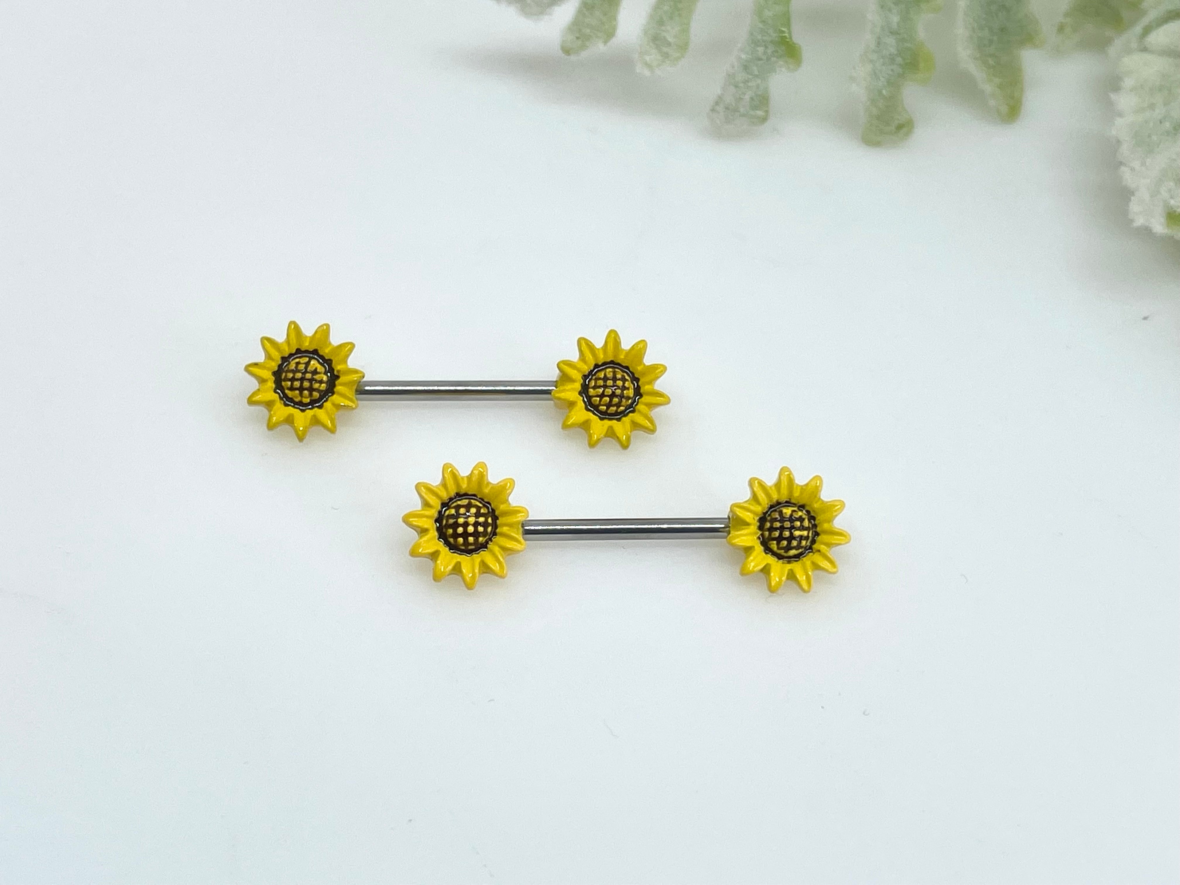 nipple rings sunflower