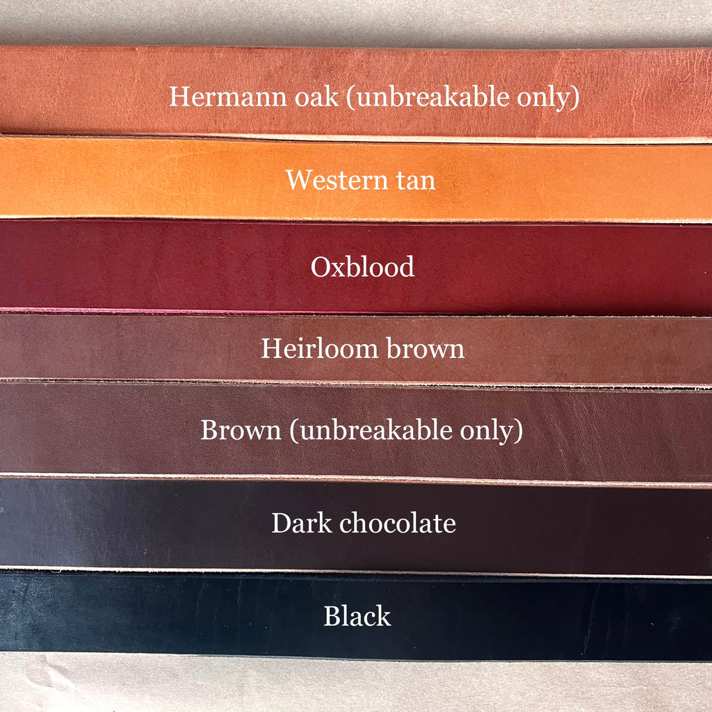 Leather Belt Size Guides and Colour Chart – Anvil Hide