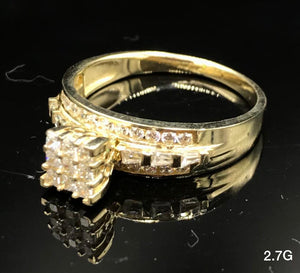 Princess cut CZ ring 10K Solid Gold