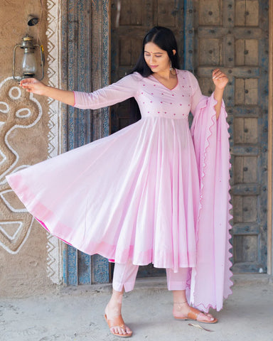 anarkali suit, cotton sharara suit set