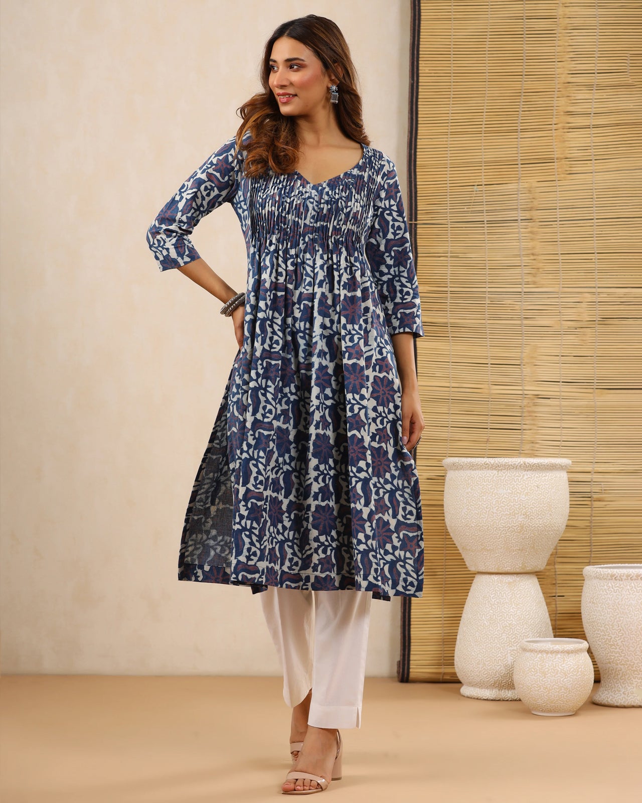 Dabu Hand Block Printed Cotton Kurti