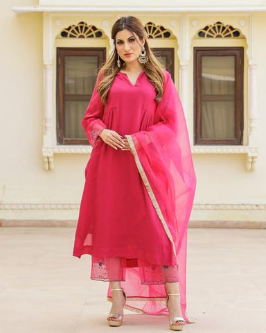 Magenta Embroidery Modal Suit Set