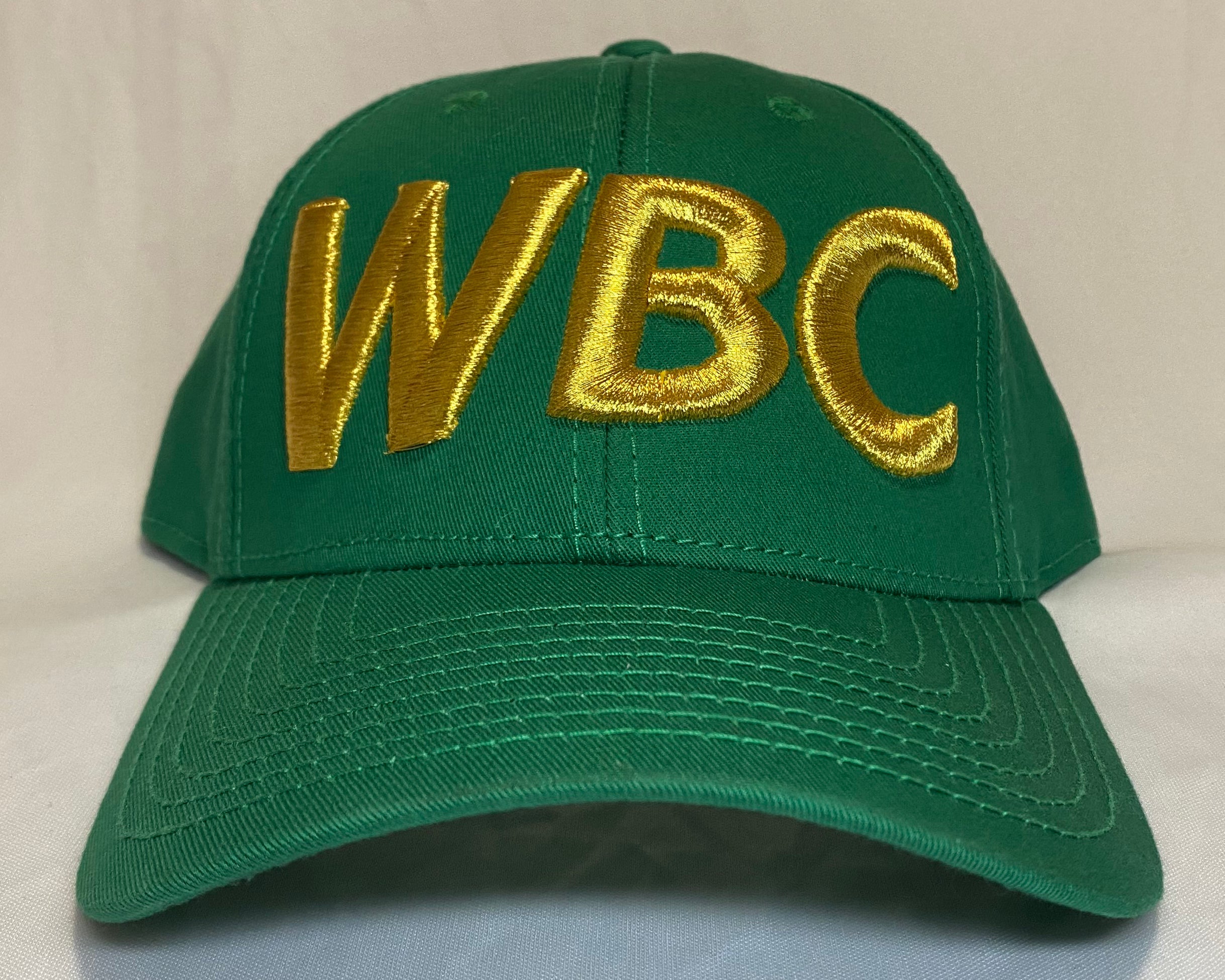 GREEN BASEBALL WBC HAT GOLD LETTERING