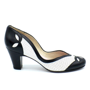 black and white spectator pumps