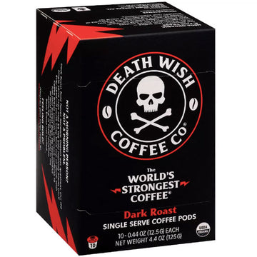 Death Wish Coffee Espresso Roast Single Serve Coffee Pods 10 Count