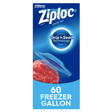 Ziploc Brand Freezer Bags with Grip 'n Seal Technology, Gallon, 60 Count